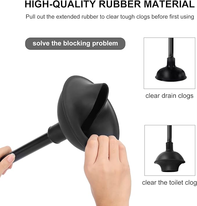 SetSail Toilet Brush and Plunger Set, 2 Packs Semi-Hidden Toilet Plungers Heavy Duty Toilet Bowl Brush and Holder for Bathroom Toilet Plunger and Brush Set for Deeply Cleaning 2 Packs - Black