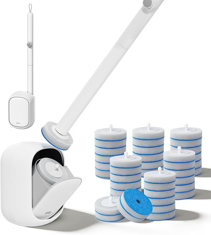 JUDRDO Disposable Toilet Brush,Toilet Bowl Cleaner,Wall Mounted Toilet Bowl Brush with 36 Refills for Deep Toilet Cleaning,Toilet Brush and Holder Set for Hygienic Bathroom Maintenance