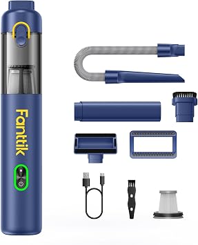Fanttik V8 Mate Upgraded Cordless Car Vacuum, Portable Mini Vacuum with 13000pa Suction Power, 2 Suction Modes, Type-C C