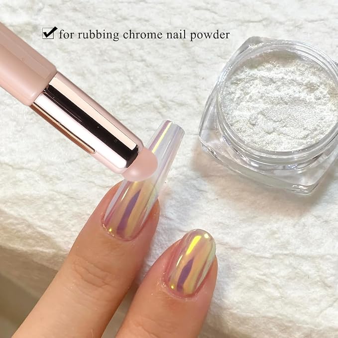 Fcozpjk Silicone Brush for Ombre Nail Art, 2Pcs Reusable Gel Polish Brush Gradient Nail Design, Silicone Pen Chrome Powder Applicator Brush, Soft Head Stamper for Stamping Nail Art, Manicure Tool