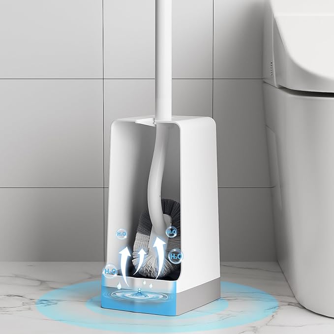 Marbarsse Bathroom Toilet Bowl Brush and Holder, Curved Design Dismount Toilet Brush for Deep Cleaning Under Rim, Best Toilet Brush Set, Compact Toilet BowlCleaner Brush for Bathroom, 2 Pack