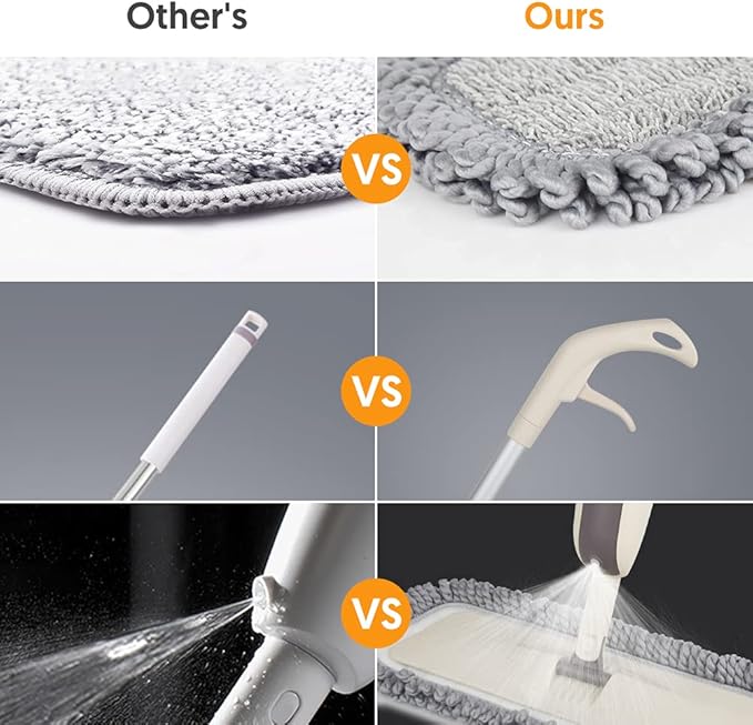 Spray Wet Mops for Hardwood Floor Cleaning - MEXERRIS Microfiber Dust Mop with Spray 3X Reusable Washable Pads - Hard Wood Floor Mops Commercial Home Mop for Laminate Wood Tiles Hardwood Vinyl
