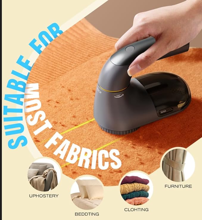 POPCHOSE Fabric Shaver, Lint Remover for Clothes, Lint Shaver with 6-Leaf Blades & 2 Speed, 2000mAh Rechargeable, Sweater Shavers to Remove Pilling, Electric Lint Remover for Couch, Furniture, Fuzz