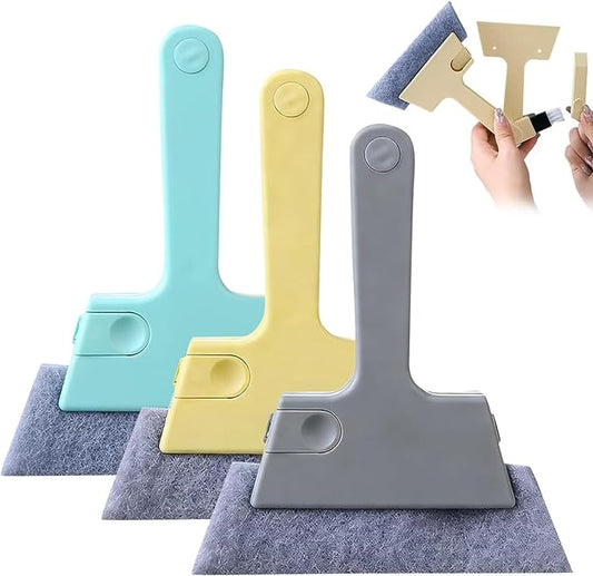 Window Track Cleaner, 4-in-1 Crevice Cleaning Brush (with Bristle Brush, Gap Dustpan, Scraper), Handheld Window Sill Cleaner Tool, Window Track Cleaning Tools for Sliding Door, Home Cleaning (3 Pack)