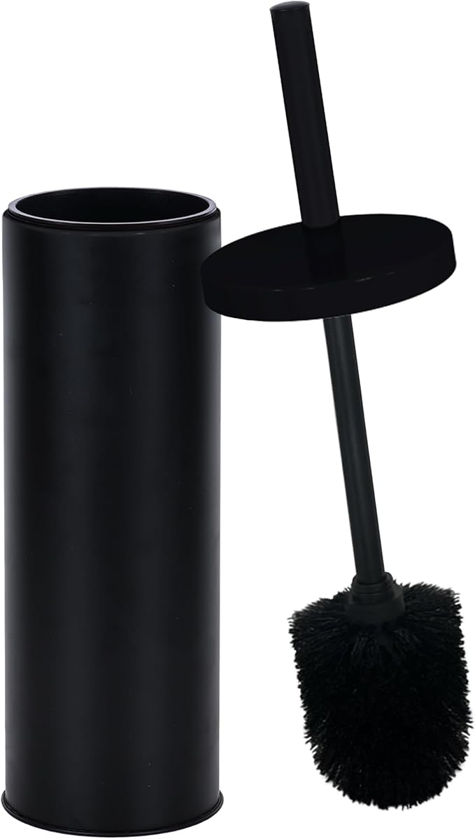 Deep & Sturdy Toilet Bowl Brush with Holder - Durable Scrubbing - Toilet Cleaners - Household Essentials - Silicone Brush - Bathroom Cleaner - Cleaning Supplies - Household Supplies, Matte Black