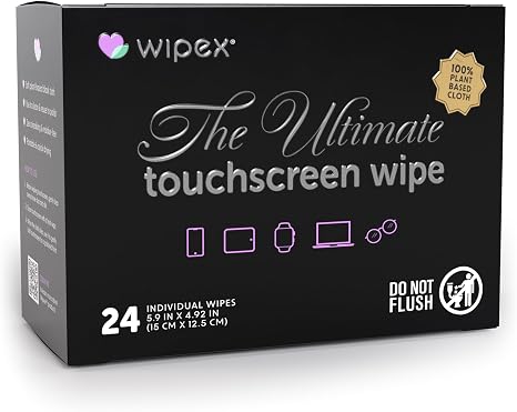 Wipex Car Screen Wipes for Electronics - 24 Individual Car Screen Cleaner Wipes - Plant-Based Touchscreen Cleaner Cloth 