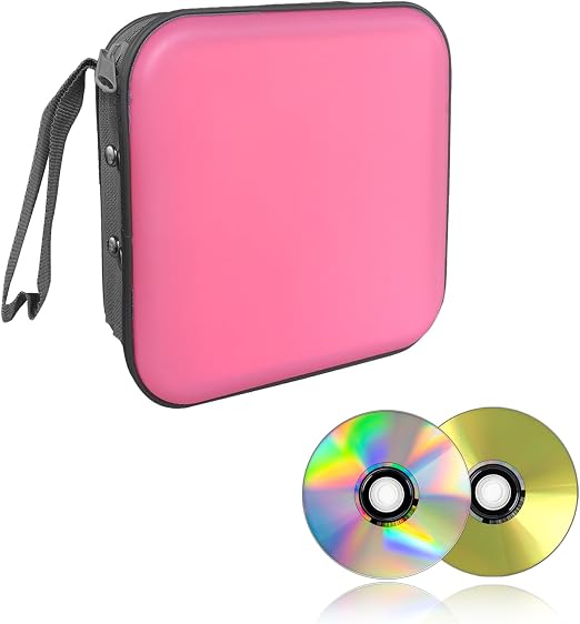 Augeny 48 Capacity CD Case, Portable DVD Hard Plastic Case Holder, Universal Wallet Disc Storage Binder for Car, Home, T