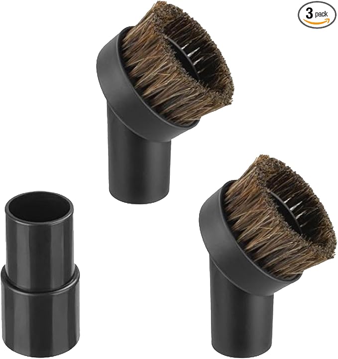 3PCS Horse Hair Brush Vacuum Attachment Set For Shark Vacuum Attachment, Vacuum Brush Attachment For Multiple Household Vacuum Cleaners, 1 1/4" Vacuum Attachments Included