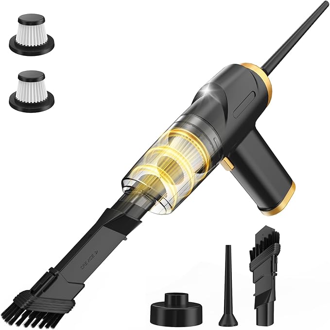 ONYXROSE Car Handheld Mini Vacuum Cleaner, Cordless Portable with 90W Motor, HEPA Filter, USB-C Charging, Blow Function & Multi-Attachments, 1.1Lbs Lightweight for Car Interior Cleaning
