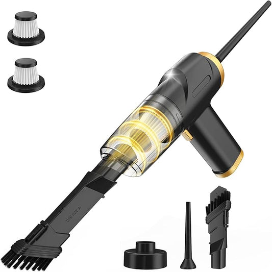 ONYXROSE Car Handheld Mini Vacuum Cleaner, Cordless Portable with 90W Motor, HEPA Filter, USB-C Charging, Blow Function & Multi-Attachments, 1.1Lbs Lightweight for Car Interior Cleaning