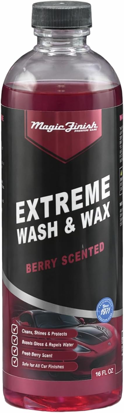 Magic Finish Extreme Berry Car Wash Soap & Wax – Multi-Surface Protective Formula for High-Gloss Shine – Hydrophobic 3-i