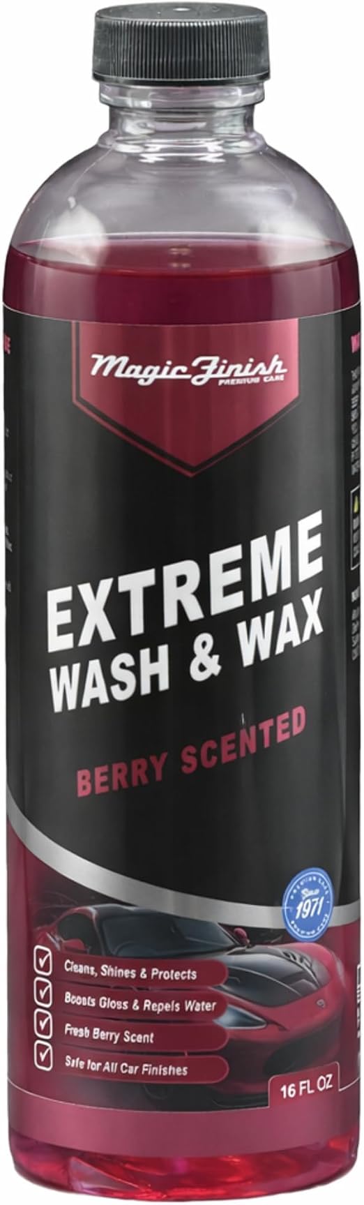 Magic Finish Extreme Berry Car Wash Soap & Wax – Multi-Surface Protective Formula for High-Gloss Shine – Hydrophobic 3-i