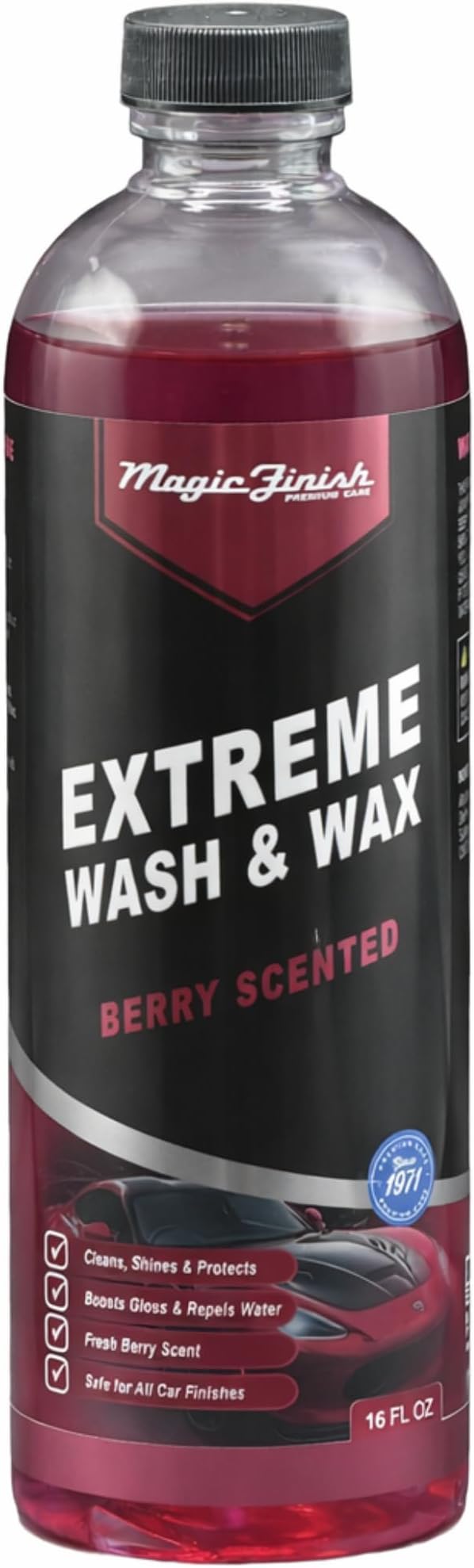 Magic Finish Extreme Berry Car Wash Soap & Wax – Multi-Surface Protective Formula for High-Gloss Shine – Hydrophobic 3-i
