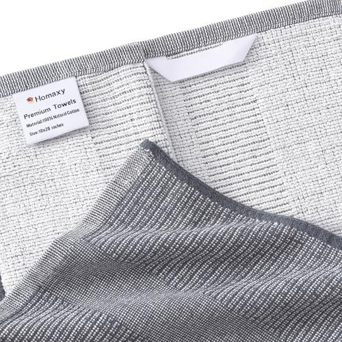 380 GSM Cotton Premium Kitchen Towels 6 Pack, 18"x 28", Grey