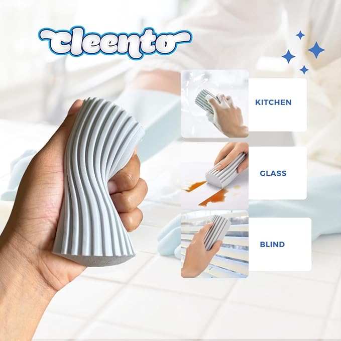 Damp Duster Cleaning Sponge, Multi-Surface Dust Cleaner Magic Eraser for Blinds, Hair, Glass, Mirrors, Car, Baseboards & Window Grooves - All Purpose, Reuseable Household Supplies (6 Pack)