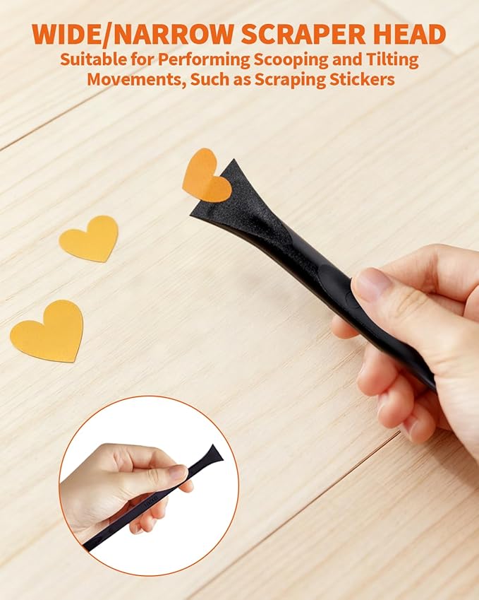 18 PCS Carbon Fiber Plastic Scrapers Tool, Non-Scratch Scraper Tool for Tight Spaces, Multi-Purpose Label Scraper Pen-Shaped, for Car Cleaning Supplies, Kitchen, Crevices, Stains (Black)