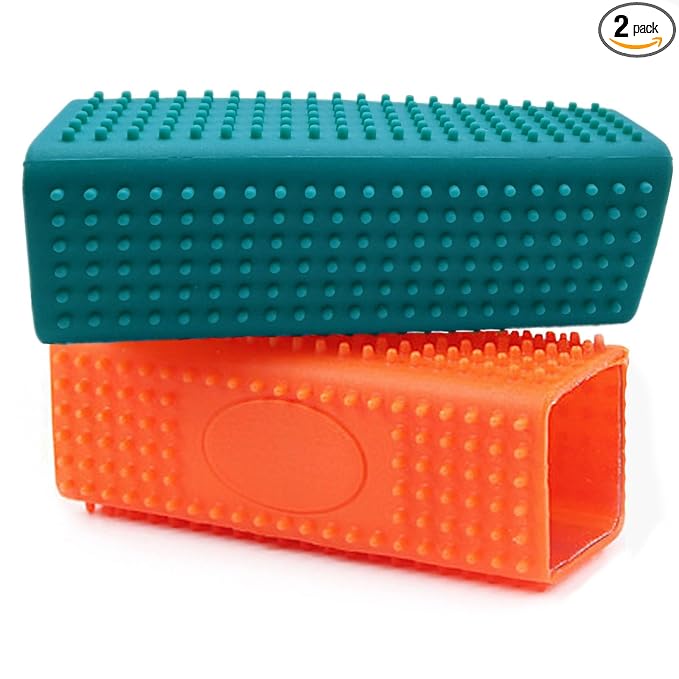 2 Pieces Pet Dog Cat Hair Remover, Block Roller Cleaner, Hollow Silicone Cleaner Brush for Sofa, Car Interiors, Furnishings, Carpets, Bedding or Any Fabric (Forest Green, Orange)