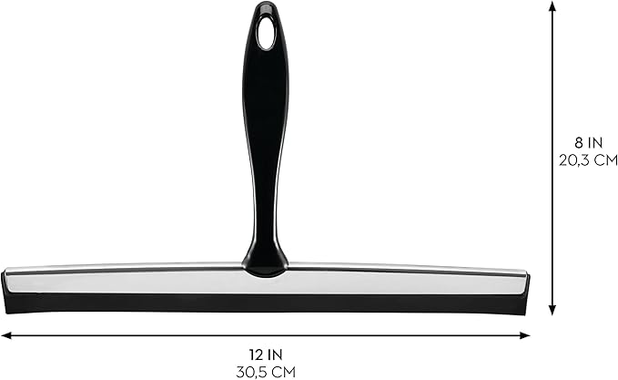 iDesign Bathroom Shower Squeegee with Wall Hook - Black/Chrome