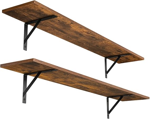 DINZI LVJ Long Wall Shelves, 47.3Inch Wooden Floating Shelves with Brackets