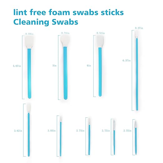 Lint-Free Foam Swab Sticks (9 Types 33 Pcs), Foam Tip Cleaning Swab Kit for Optical Instruments, Camera Lenses, Electronic Equipment, Car Detailing, Inkjet Printer Print Heads