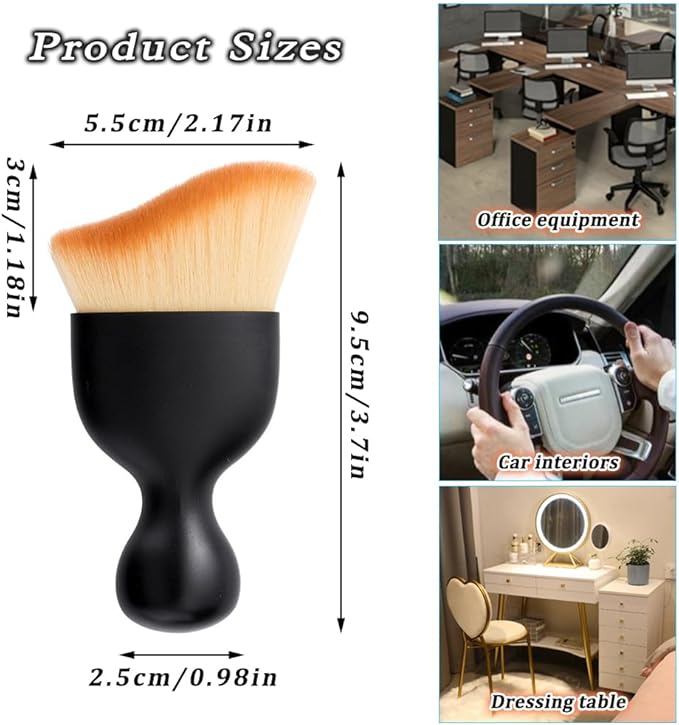 2 Pcs Car Detailing Brush, Car Wash Brush, Car Interior Cleaning Brush Ideal for Interior, Exterior, Dashboard, AC Vents, Leather & Engines, Soft Bristles (Yellow, 2 Pcs)