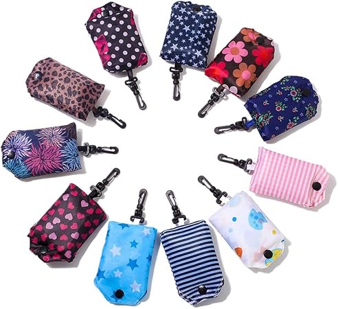 Kaxich Foldable Reusable Grocery Shopping Tote Bags, 6 Pack Eco-friendly Travel Recycle Shopping Bags Folding to fits in