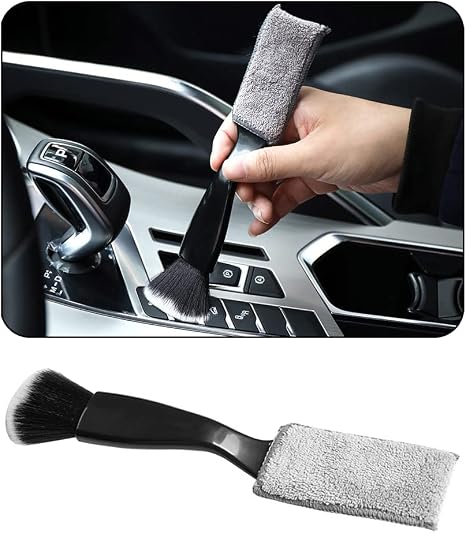 Double Head Brush for Car Clean 1Pack,Car Brushes for Detailing Interior,Car Detailing Brushes Exterior,Soft Car Detaili