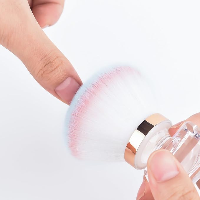 KADS Nail Dust Brush - Flower Shape Crystal Base Nail Cleaning Tool - Manicure & Pedicure Brush - Pink Mushroom Shape