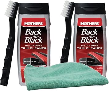 Mothers Back-To-Black Heavy Duty Trim Cleaner Kit Bundle with Microfiber Cloth (3 Items)
