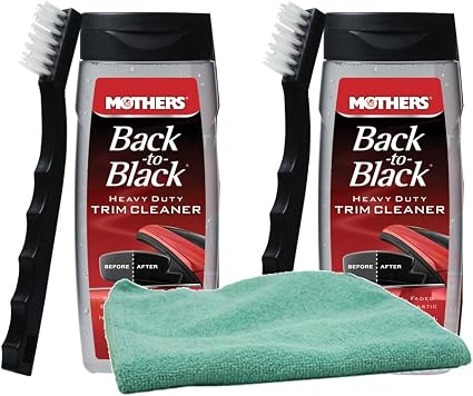 Mothers Back-To-Black Heavy Duty Trim Cleaner Kit Bundle with Microfiber Cloth (3 Items)