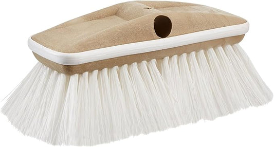STAR BRITE Premium Stiff Bristle 8" Brush Head W/Bumper - Dual Connections Fit Either Standard 3/4" Threaded Poles or Extend-A-Brush Handles (Coarse) (White) (040163)