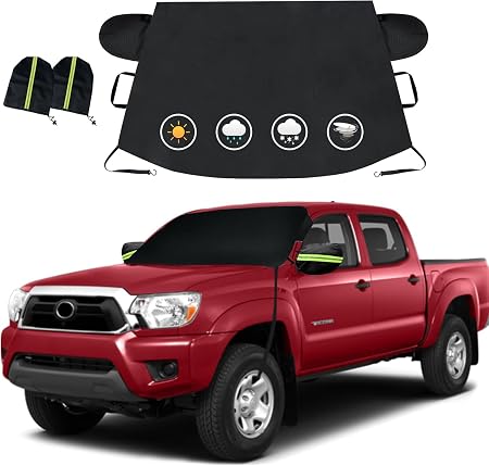 Car Windshield Cover for Ice and Snow,600D Frost Removal Wiper Protector, All Weather Waterproof Sunshade Snow Cover wit