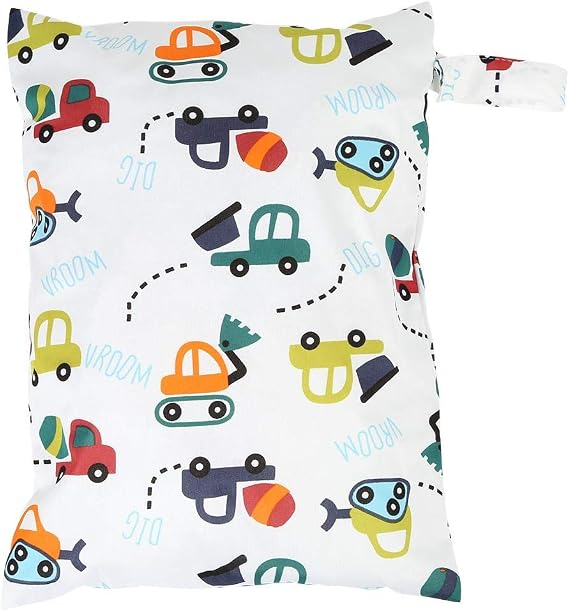 Yosoo Baby Diaper Bags with Zipper Wet Dry Bag Reusable Washable Baby Cloth Diaper Storage Bag Tote Swim Nappy Bag(Car)
