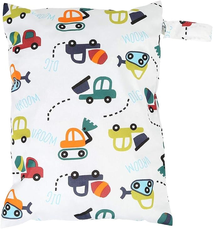 Yosoo Baby Diaper Bags with Zipper Wet Dry Bag Reusable Washable Baby Cloth Diaper Storage Bag Tote Swim Nappy Bag(Car)