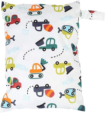 Yosoo Baby Diaper Bags with Zipper Wet Dry Bag Reusable Washable Baby Cloth Diaper Storage Bag Tote Swim Nappy Bag(Car)