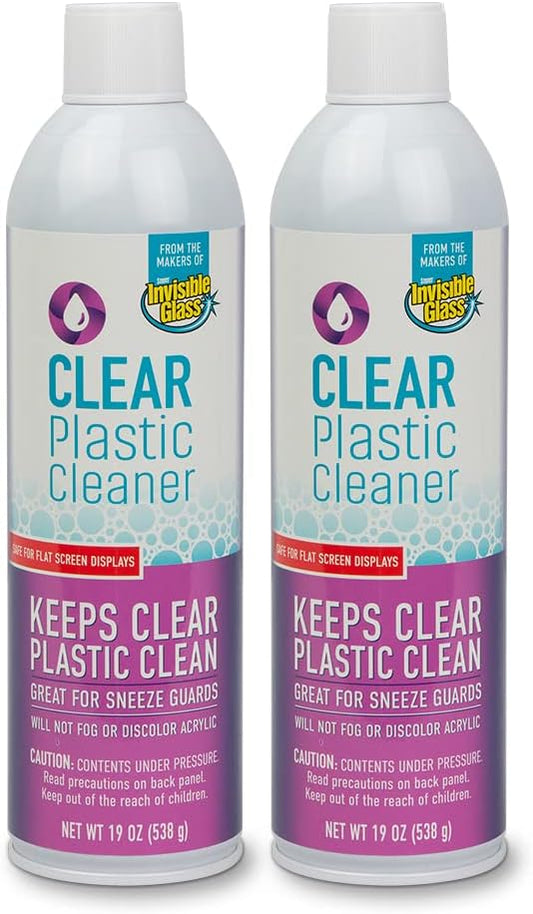 Invisible Glass 91014-2PK Clear Plastic Cleaner – Cleans and Protects Plastic on Electronics, Appliances, Eyewear, Cars, Trucks, RVs, Boats & More, Helps Prevent Fog and Static – 19 oz (Pack of 2)