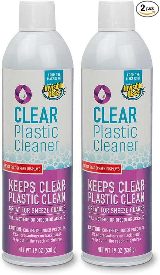 Invisible Glass 91014-2PK Clear Plastic Cleaner – Cleans and Protects Plastic on Electronics, Appliances, Eyewear, Cars, Trucks, RVs, Boats & More, Helps Prevent Fog and Static – 19 oz (Pack of 2)