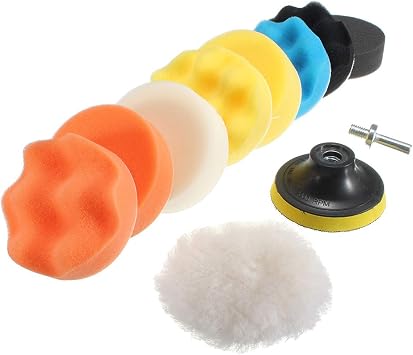 11Pcs 3 Inch Car Foam Drill Polishing Pad Kit Buffing Sponge Pads Kits by Yesallwas,for Car Sanding, Polishing, Waxing (