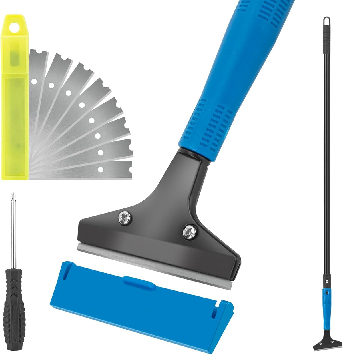 Floor Scraper, 4" Wide Heavy Duty Razor Blade Scraper Tool, 45.7"