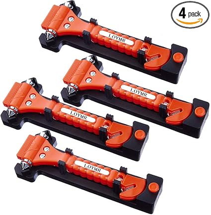 4 PCS Car Safety Hammer,with Car Window Glass Hammer Breaker and Safety Seat Belt Cutter 2-in-1 Emergency Escape Tool, S