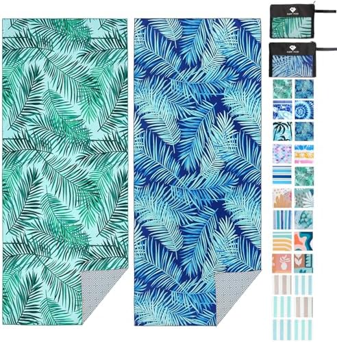2 Pack Microfiber Beach Towel, 75'' x 35'' Quick Dry Beach Towel