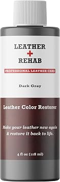 Leather Color Restorer - Dark Gray - Repair Couch, Furniture, Vinyl, Car Seat, Shoes, Bag, Jacket and Sofa - 4 oz.