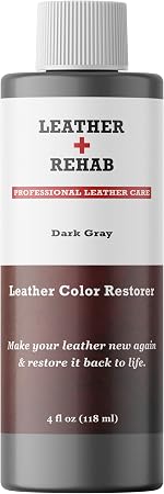 Leather Color Restorer - Dark Gray - Repair Couch, Furniture, Vinyl, Car Seat, Shoes, Bag, Jacket and Sofa - 4 oz.