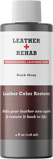 Leather Color Restorer - Dark Gray - Repair Couch, Furniture, Vinyl, Car Seat, Shoes, Bag, Jacket and Sofa - 4 oz.