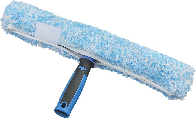 Unger Professional 14” Performance Grip Window Cleaner Scrubber, Gently Clean Mirror and Glass Surfaces Without Scratching, Reusable Microfiber Sleeve, Effective Cleaning Supplies
