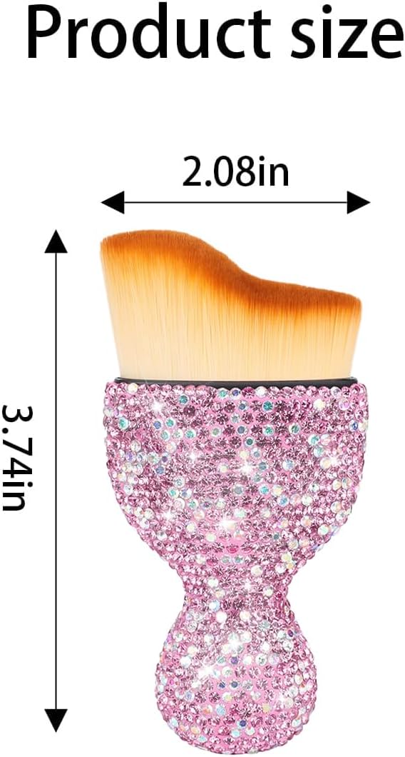 zipelo Auto Interior Dust Brush, Car Detailing Cleaning Brush with Diamond, Bling Handle Soft Bristles Dusting Tool, Scratch Free Dirt Clean Brushes for Vehicle Dashboard, Air Conditioner Vent (Pink)