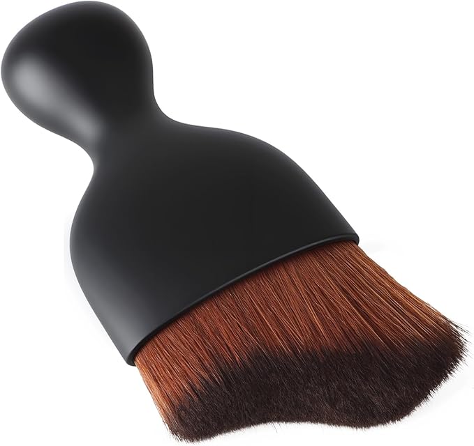 Car Detailing Brush, Soft Bristle Cleaning Brush, Scratch-Free Auto Duster Tool for Dashboard, Air Vents, Leather & Interior Cleaning (Black&Dark Brown)