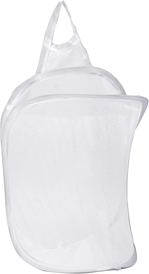 Mozeat Lens Space-Saving Hanging Laundry Hamper, White, Polyester, Portable, Hangable, Foldable