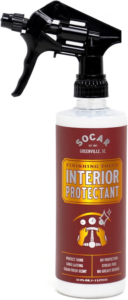 SOCAR Finishing Touch Interior Protectant - 16 fl oz, Professional Grade Dressing for Plastic, Vinyl, Leather. Restores 