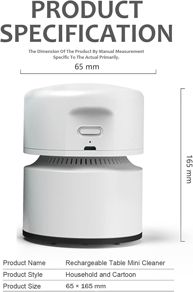 ODISTAR Desktop Vacuum Cleaner,Mini Table dust Sweeper Energy Saving with auto Power-Off Function,High Endurance up to 400 mins,Cordless&360º Rotatable Design for Keyboard/Home/Office (White)